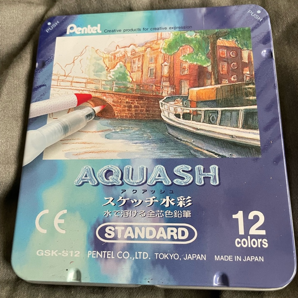 Pentel Aquash set of 12 color pastels new! From Japan